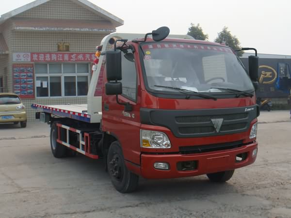 北汽福田国四平板一拖二板清障车